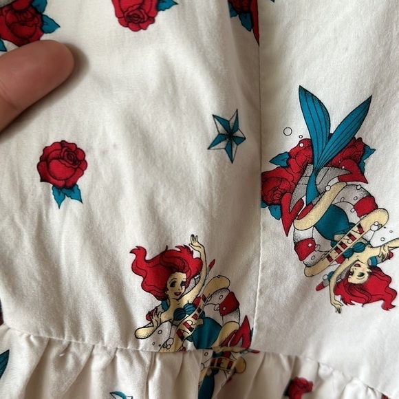 DISNEY Ariel Tattoo Print Sleeveless V-Neck Rockabilly Dress - Picture 7 of 12